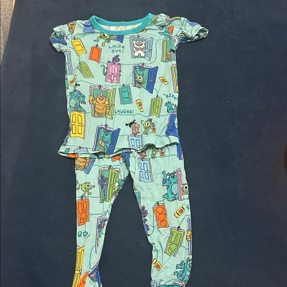 Little Sleepies Monster Door Pajama Set - Teal and Multicolor